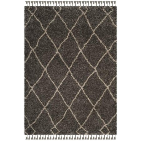 Safavieh 4 x 6 ft. Moroccan Fringe Power Loomed Small Rectangle Shag RugGrey & Cream MFG241A-4